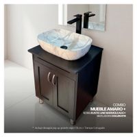 COMBO MUEBLE AMARO + BOWL RUSTIC LINE MARMOLEADO + MEZCLADORA COLLEN STB + DESAGUE PUSH NEGRO