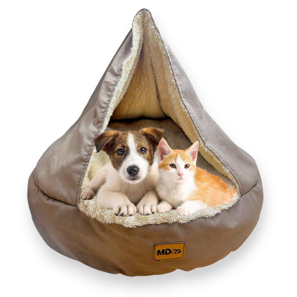 Cama Cueva para Perros y Gatos Talla L - Marrón