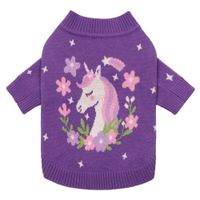 CHOMPA MORADA PARA PERRO GATO DISEÑO UNICORNIO LANA ANGORA ROPA ABRIGADORA - TALLA L