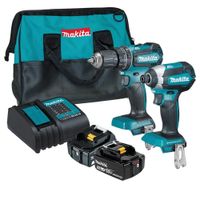 TALADRO DHP485 + ATOR IMPACTO DTD153Z + 2 BATE + CARG DLX2283S MAKITA