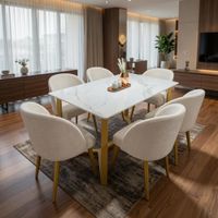 Juego de Comedor Áurea 6 Sillas con Estructura Dorada TU MESITA