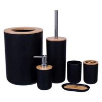 Set de Baño con Bambú Estilo Moderno de 6 Piezas Aura Negro  577NE03
