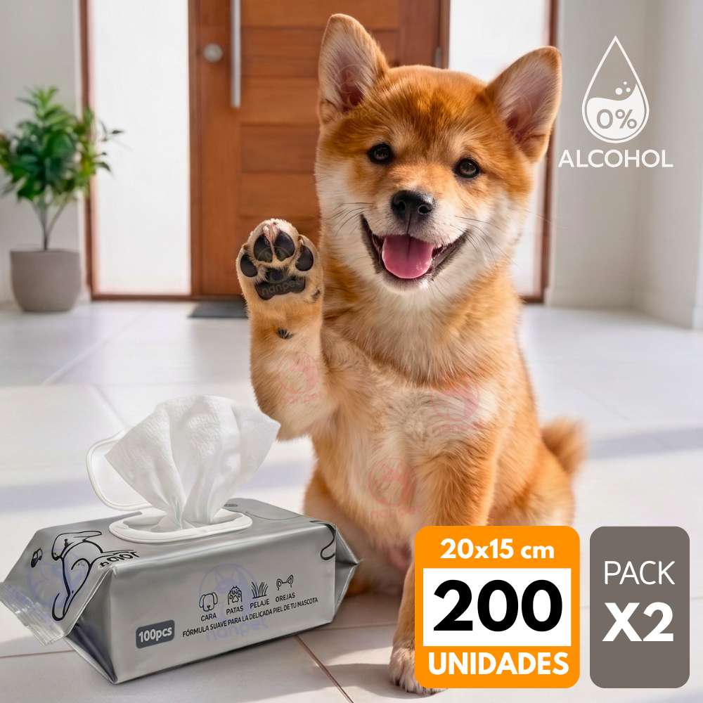 Pañitos Toallitas Humedas Mascotas Perros Gatos Pack x2 200und NANPET