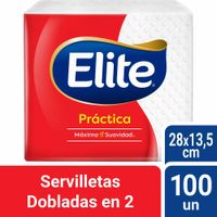 Servilletas de Papel ELITE Práctica Dobladas en 2 Paquete 100un