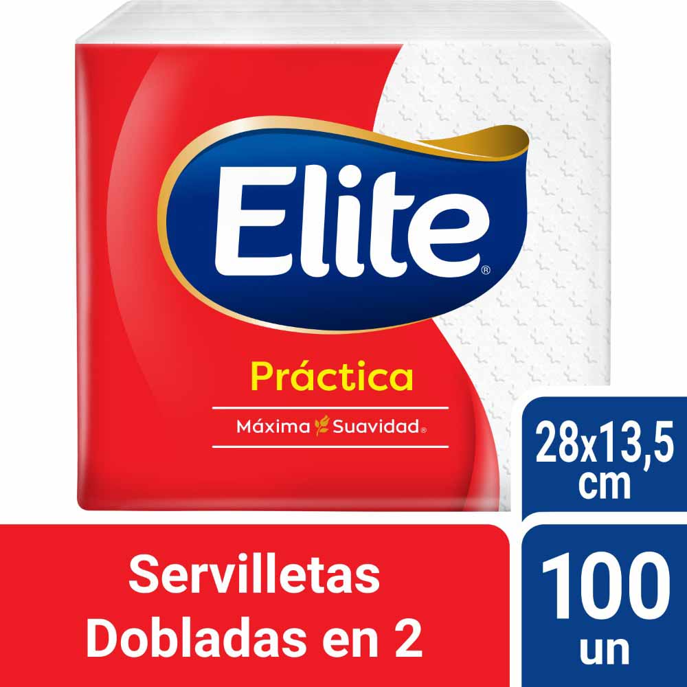 Servilletas de Papel ELITE Práctica Dobladas en 2 Paquete 100un