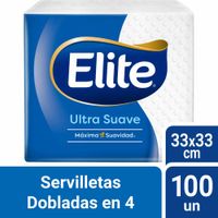Servilletas de Papel ELITE Ultra Suave Dobladas en 4 Paquete 100un