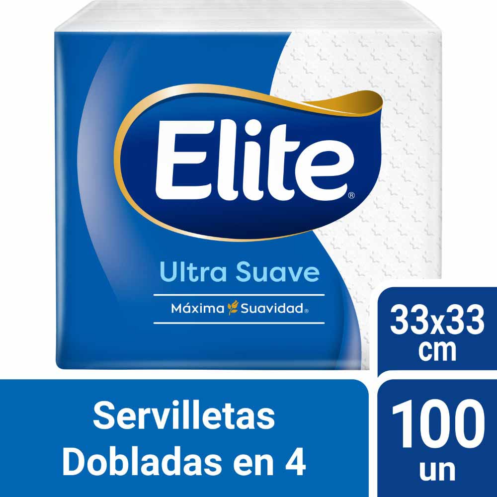 Servilletas de Papel ELITE Ultra Suave Dobladas en 4 Paquete 100un