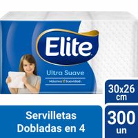 Servilletas de Papel ELITE Ultra Suave Dobladas en 4 Paquete 300un