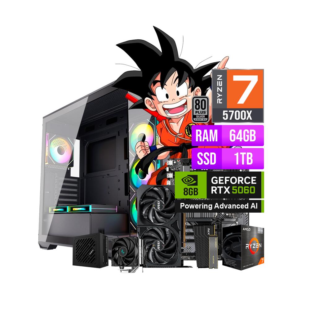 COMPUTADORA PC GAMER AMD RYZEN 7 5700X RAM 64GB SSD 1TB NVIDIA RTX 5060 8GB