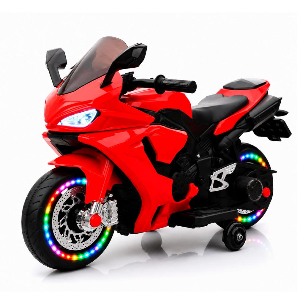 Moto Eléctrica Rojo para Niños con Luces