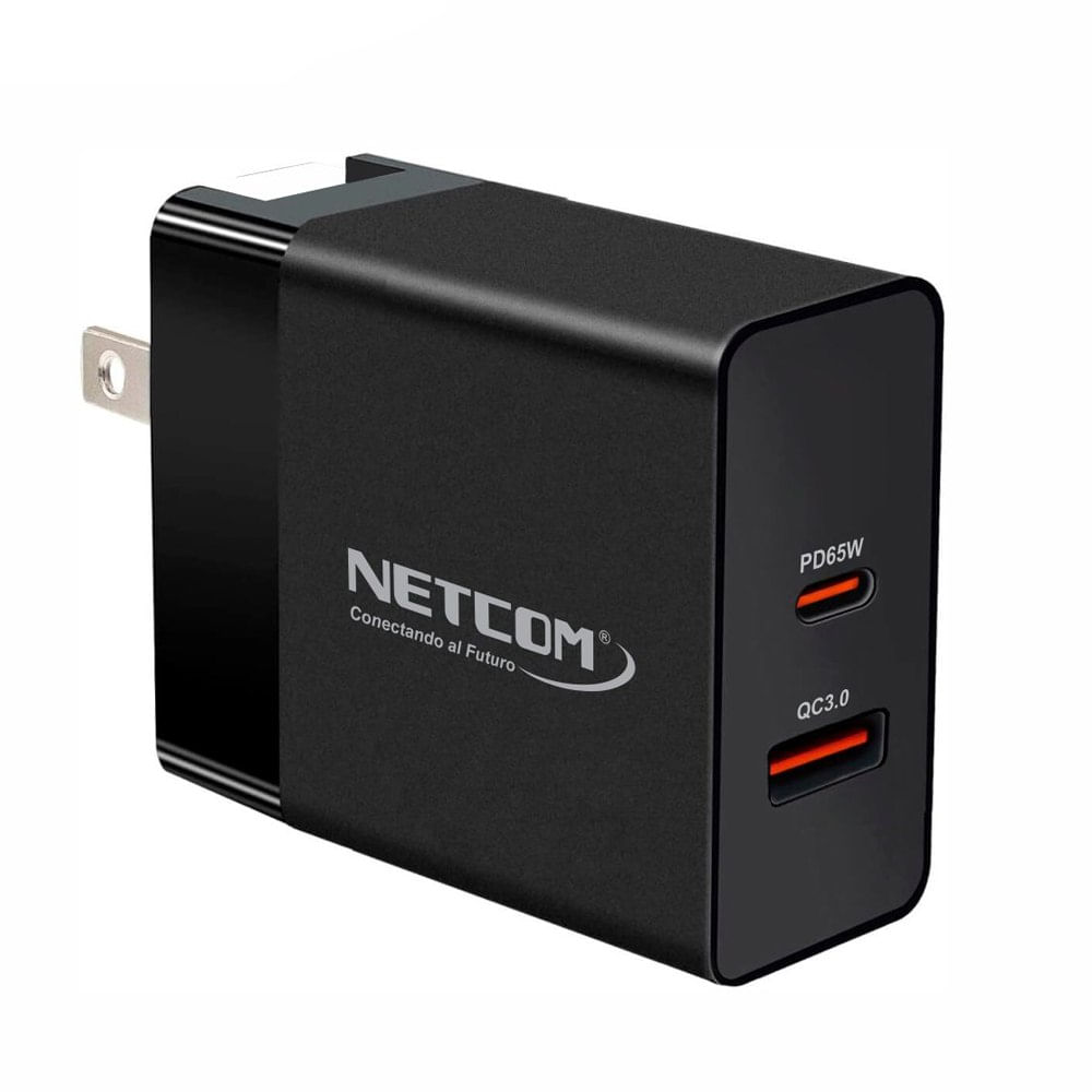 Cargador de Pared CARGA RAPIDA PD65W QC3.0 Usb 3.0 Tipo C NETCOM