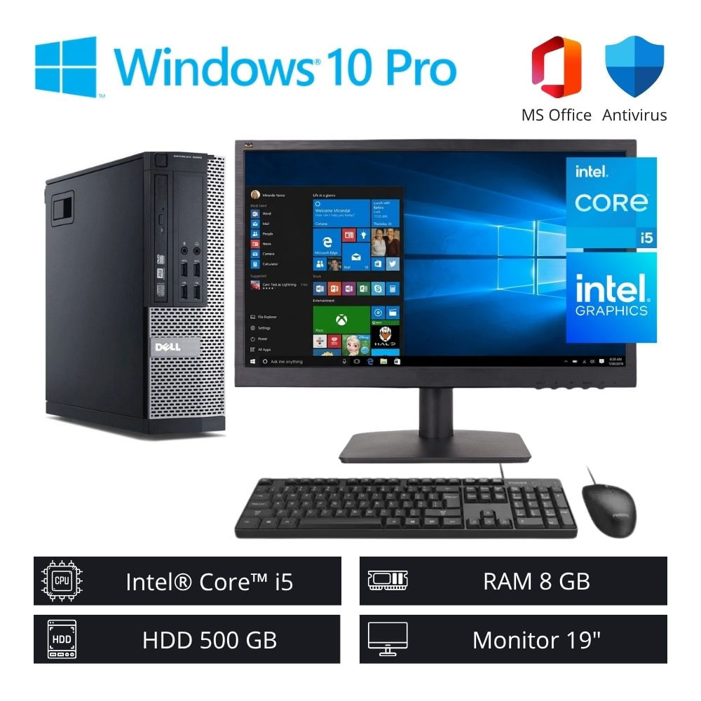Computadora PC Dell Optiplex Intel Core i5 3,30 GHz 8GB RAM 500GB HDD + Monitor 19” - Refurbished