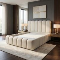 Cama Box Naia Queen Crema Tarima + Cabecera TU MESITA