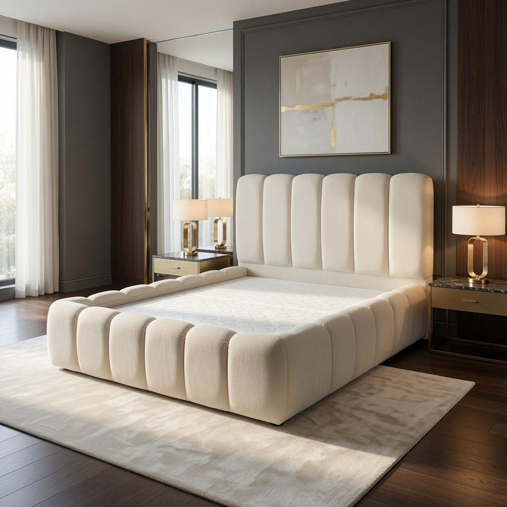 Cama Box Naia Queen Crema Tarima + Cabecera TU MESITA