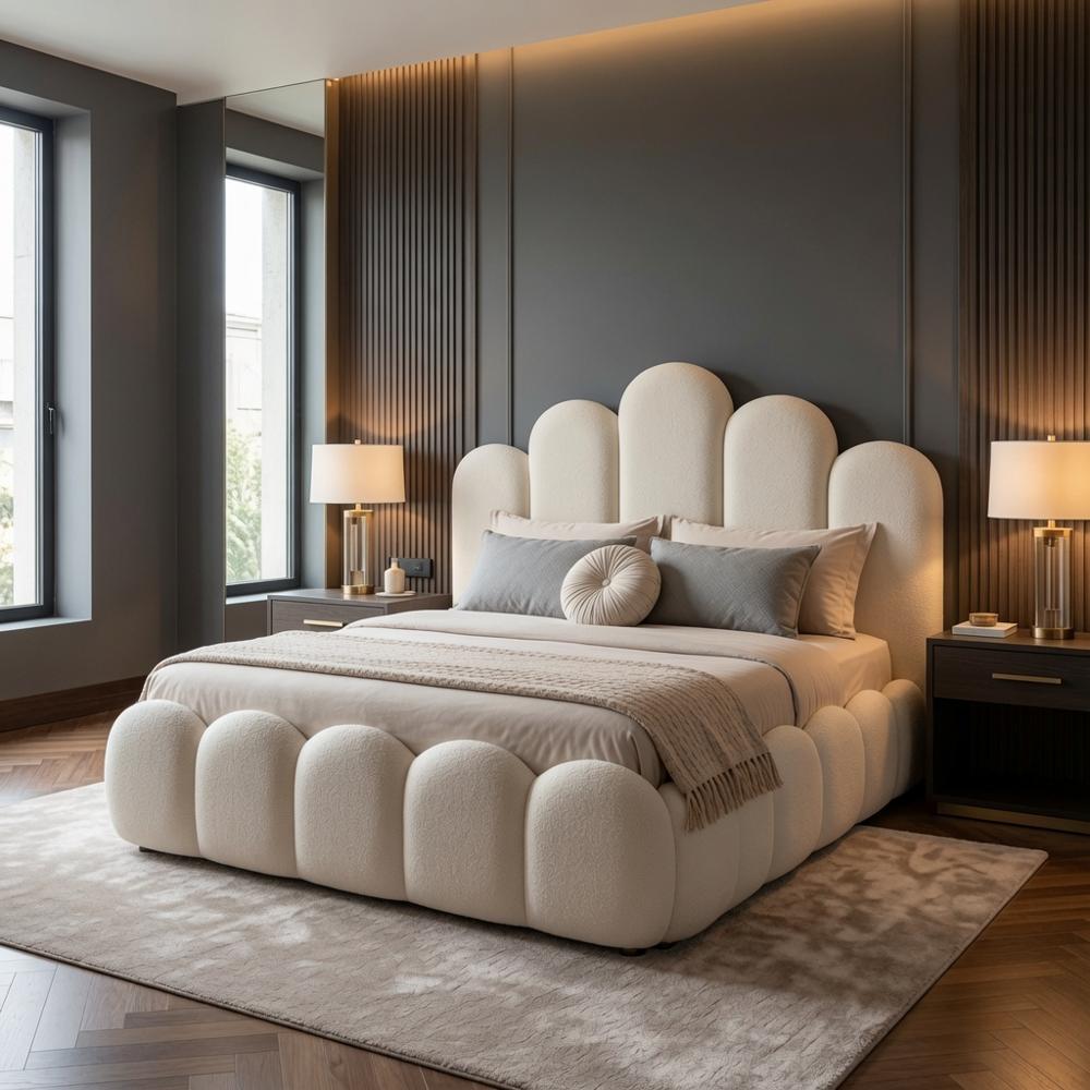 Cama Box Maelle King Marfil Tarima + Cabecera TU MESITA