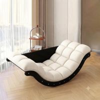 Silla Mecedora Ergonómica Tapizada Diseño Moderno y Confortable Color Crema
