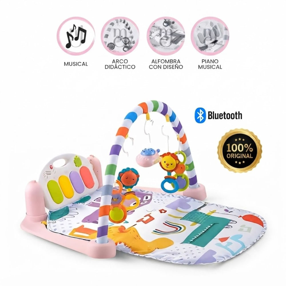 Gimnasio Musical Piano Bluetooth y Proyector Luces de Dinosaurios para Bebé Rosado