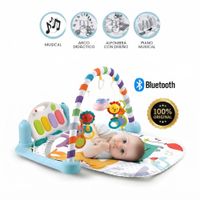Gimnasio Musical Piano Bluetooth y Proyector Luces de Dinosaurios Para Bebé Azul Pastel