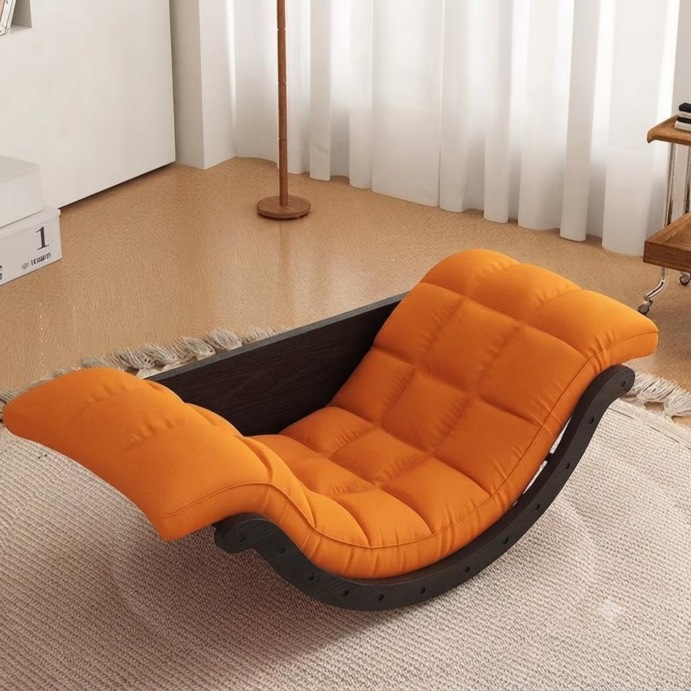 Silla Mecedora Ergonómica Tapizada Diseño Moderno Confortable Color Naranja Oscuro