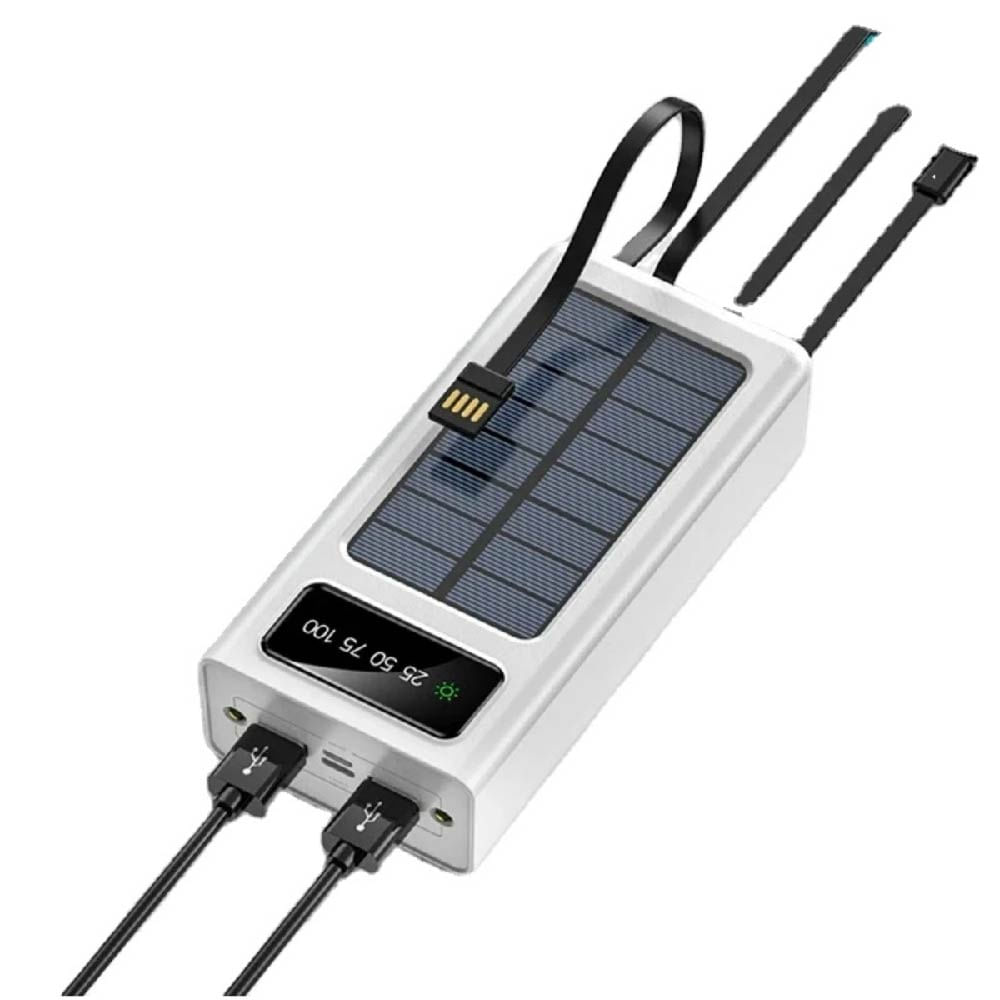 POWER BANK SOLAR 10000 mAh CON CABLES INTEGRADOS