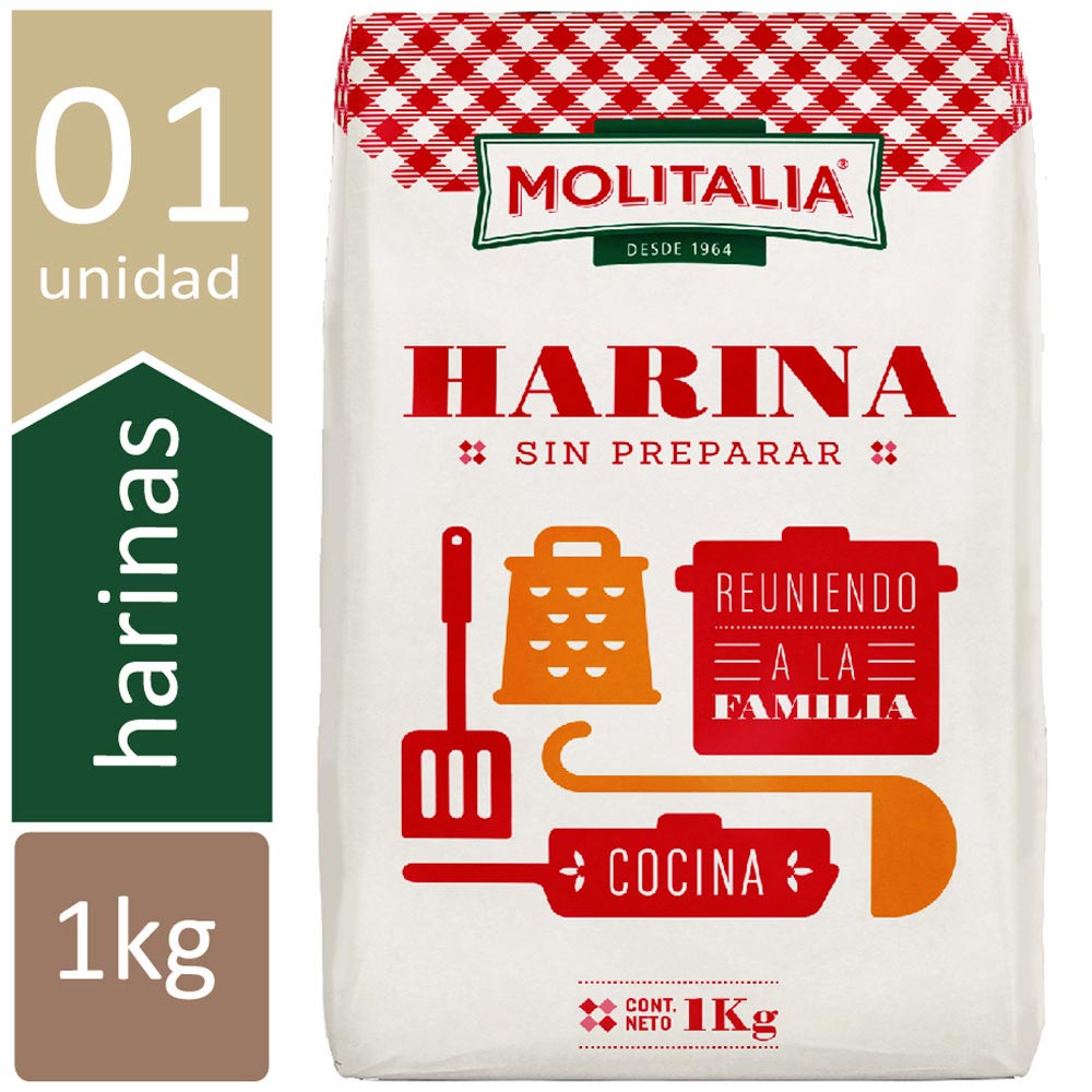 Harina de Trigo sin Preparar MOLITALIA sin Preparar Bolsa 1kg