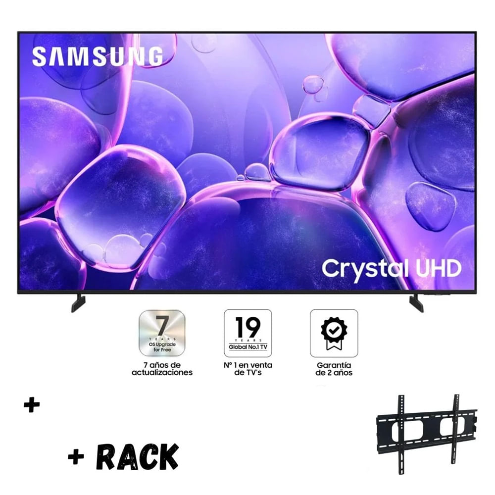 TELEVISOR SAMSUNG 50 CRYSTAL UHD 4K UN50U8000FGXPE 2025 RACK PLEGABLE MOVIL UN BRAZO