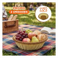 Pack2 Contenedor Decorativo Color Mostaza y Marron con Forma Circular 25x8cm YRegalo Sticker