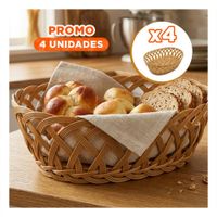 Pack4 Canasta de Decoracion Tejida Mostaza Ovalada