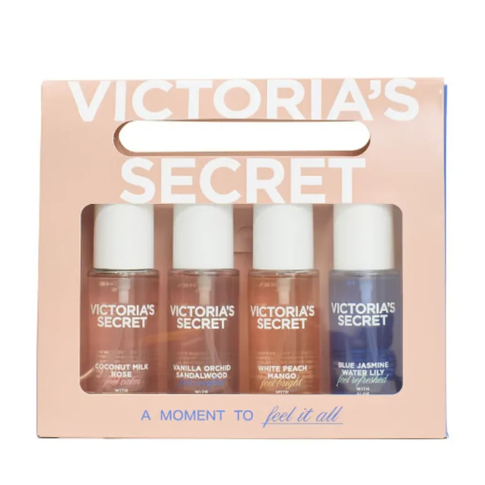 SET DE REGALO VICTORIA SECRET 4 PIEZAS MINI MIST CABELLO Y CUERPO