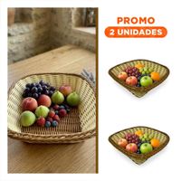 Pack2 Cesta Cuadrada Color Mostaza y Marron para Organizacion y Decoracion 24x8cm