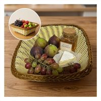 Cesta Tejida para Hogar Mostaza y Marron con Forma Cuadrada 24x8cm YPapel Regalo