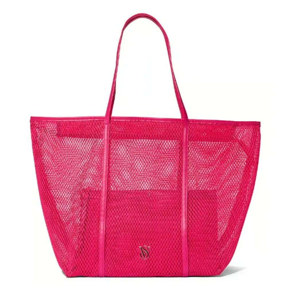 SET DE BOLSO TOTE Y NECESER VICTORIA’S SECRET MESH PINK Rosado