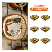 Pack6 Canasta con Diseño Tejido Abierto Color Mostaza y Marron 24x8cm