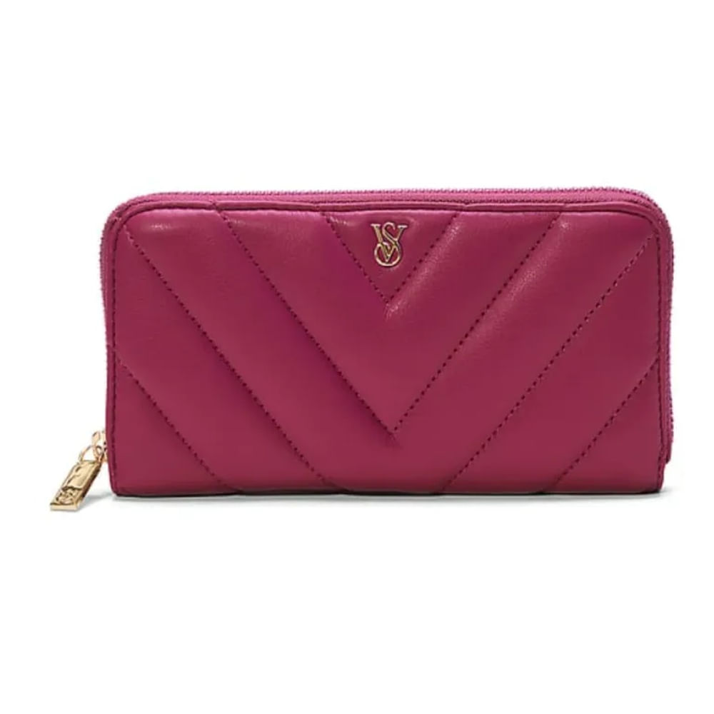 BILLETERA GRANDE CON CREMALLERA VICTORIAS SECRET GUINDA Guinda