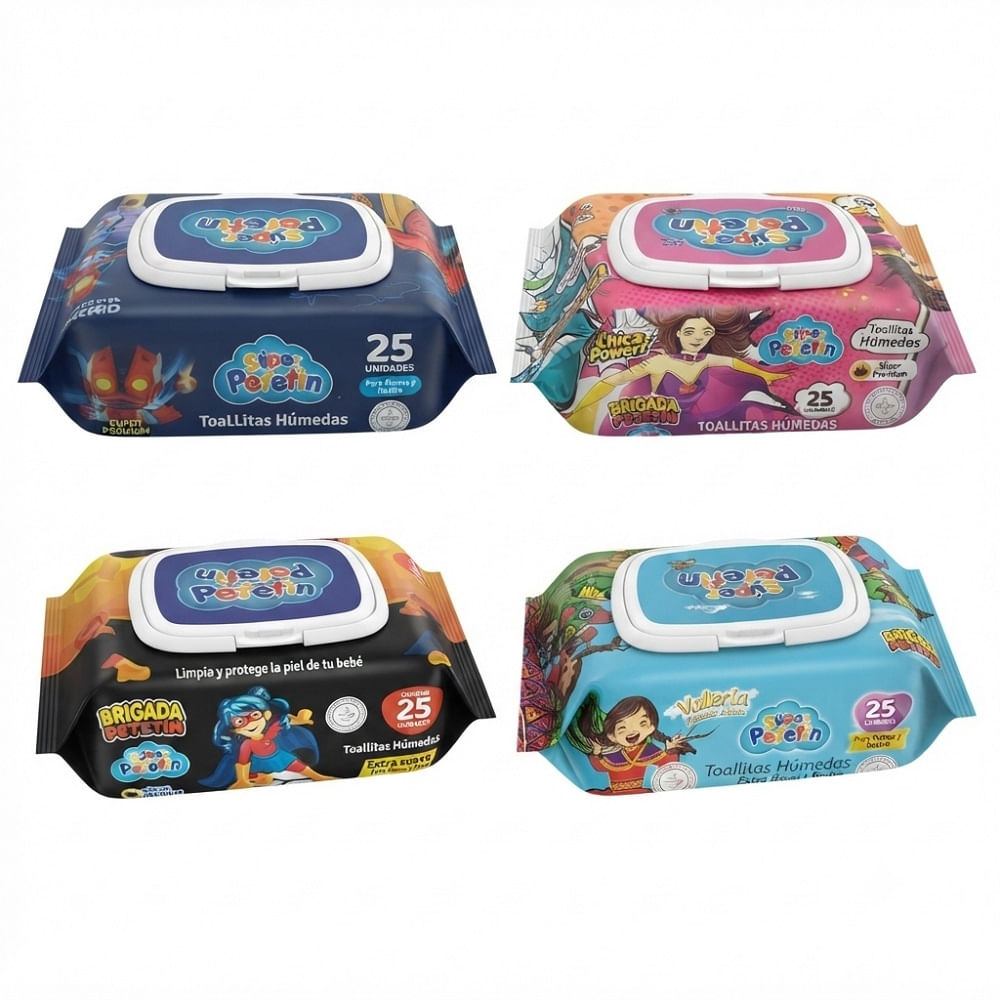 Paquetes Panos Humedos Toallitas Suaves Petetin de 25 Hojas Set de 8