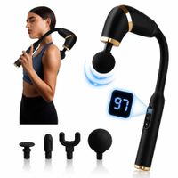 Masajeador Muscular Tipo Pistola de Tejido Profundo con Mango Extendido 6 Velocidades Negro