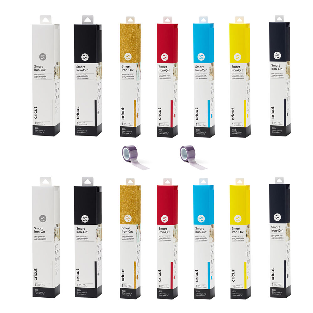 Cricut Smart Iron-On Project Semester Refill Bundle - 2 Rollos Negros 9 ft, 2 Rollos Blanc