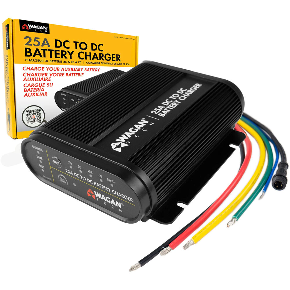 WAGAN Cargador de Batería DC a DC 25A - Carga Inteligente de 3 Etapas, Compatible con Sis