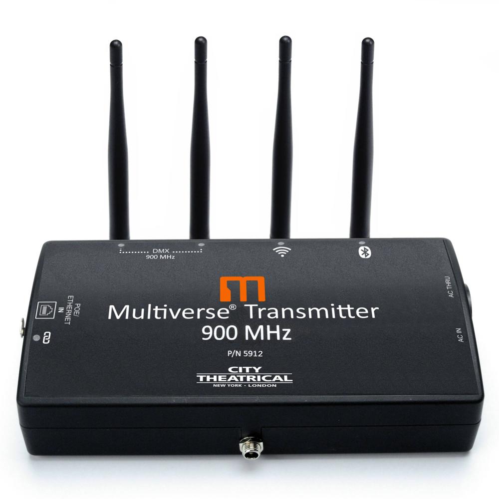 City Theatrical Transmisor Multiverse 900 MHz - DMX/RDM Inalámbrico con Ethernet y Wi-Fi,
