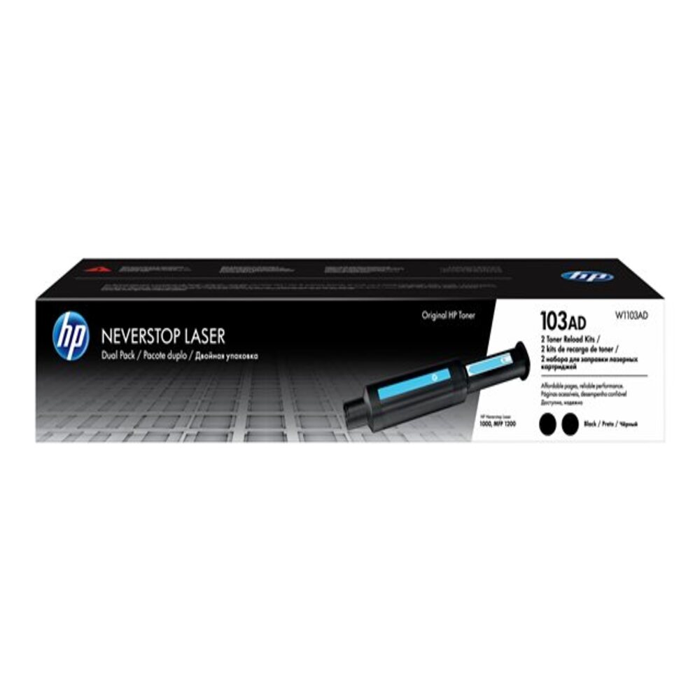 Recarga de Tóner HP 103AD Negro Paquete de 2 Original W1103AD para Neverstop Laser