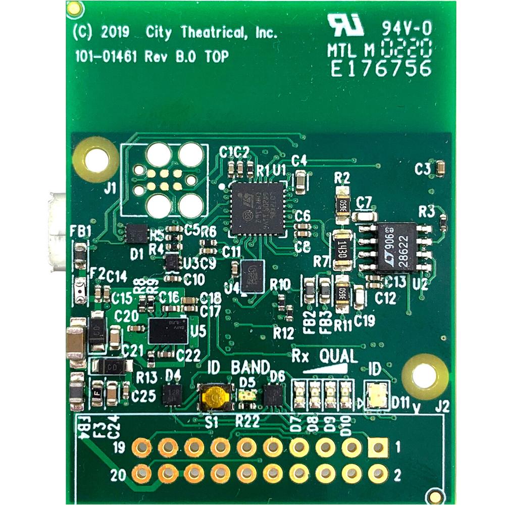City Theatrical Multiverse Receiver Card 900 MHz - Receptor DMX/RDM Sin Carcasa, Cuatro Sa