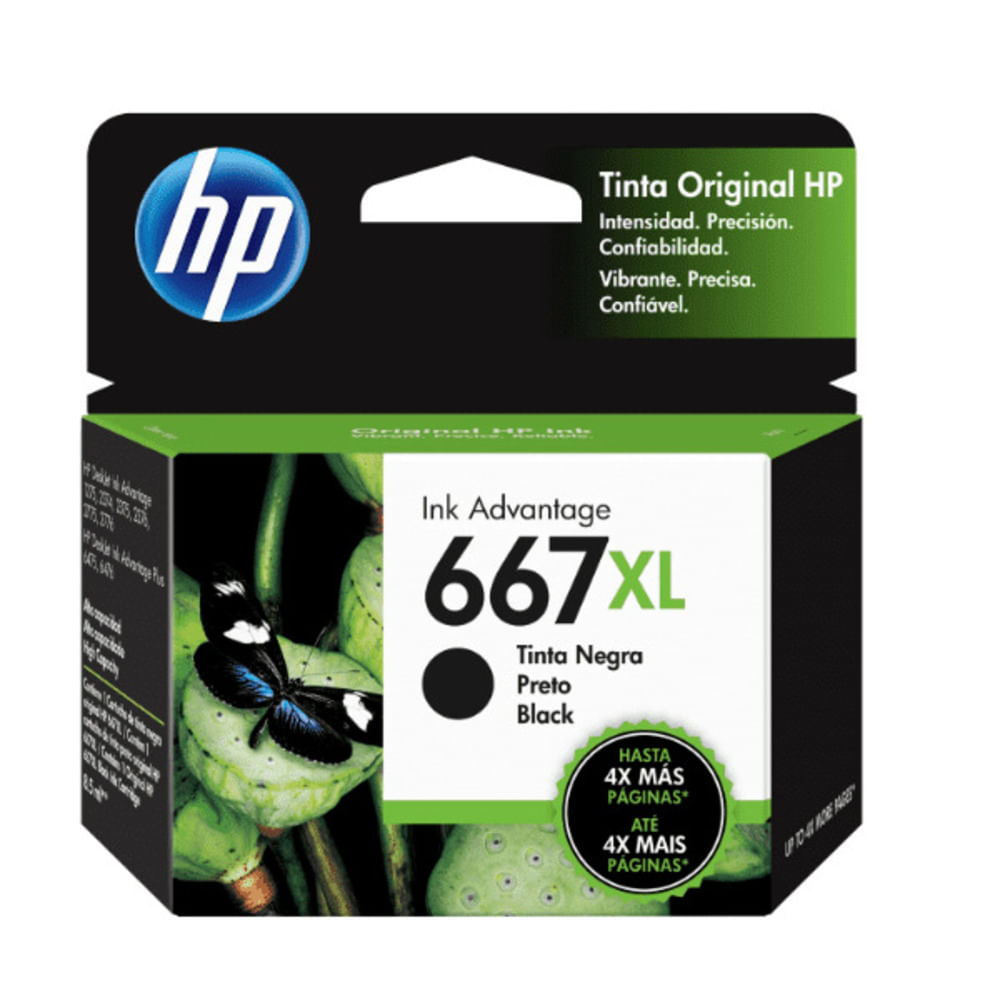 Cartucho de Tinta HP 667XL Negro Alto rendimiento Original 3YM81AL