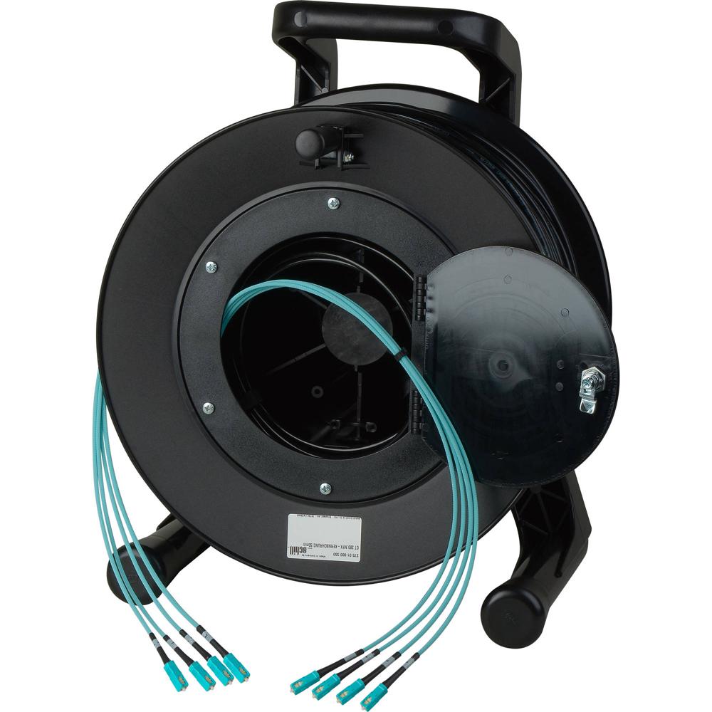 Camplex OM3 4-Ch Multimode Tactical Fiber SC Snake Cable Reel 100' - Resistente a Cortes y