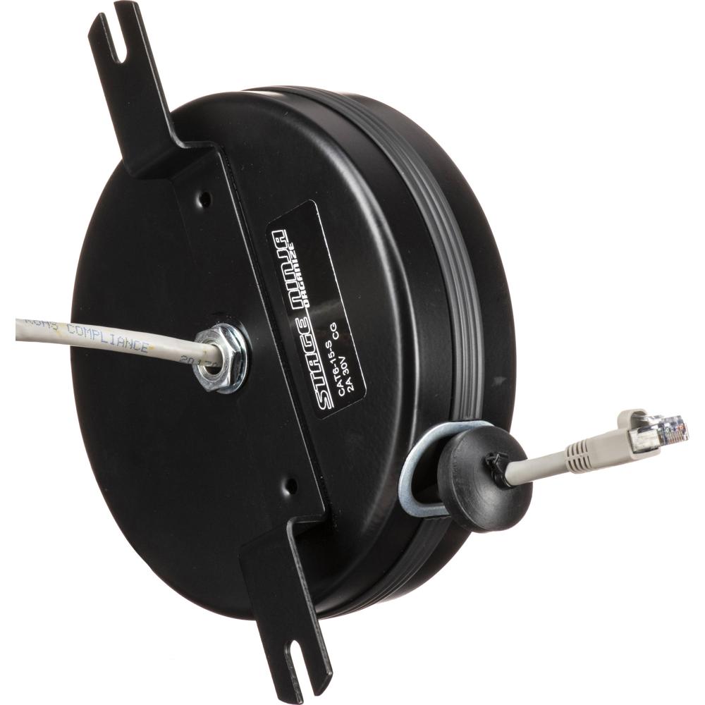Stage Ninja Cable Reel Retráctil Cat 6 15' Blindado con Conector RJ45