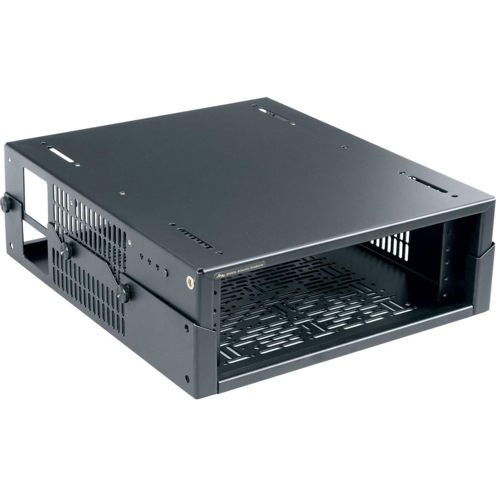 Middle Atlantic Rack Lock Box UTB Series 2U para Montaje Bajo Escritorio, Acero, Color Neg