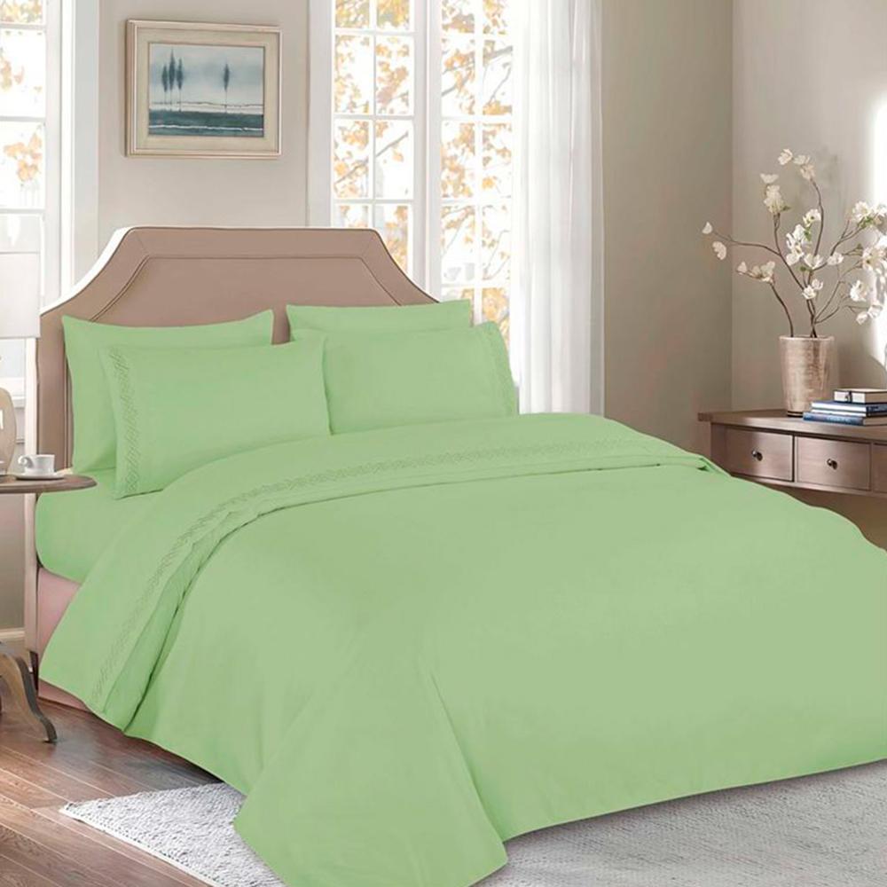 Juego de Sabanas Bordadas Verde 2plz - 6 Piezas