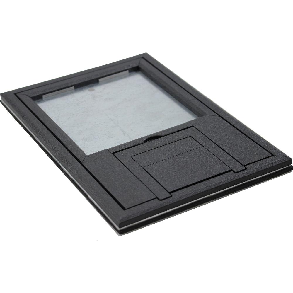 FSR Cubierta de Caja de Piso FL-200 U-Access con Puerta Levantable 1/4"" Biselada Negra