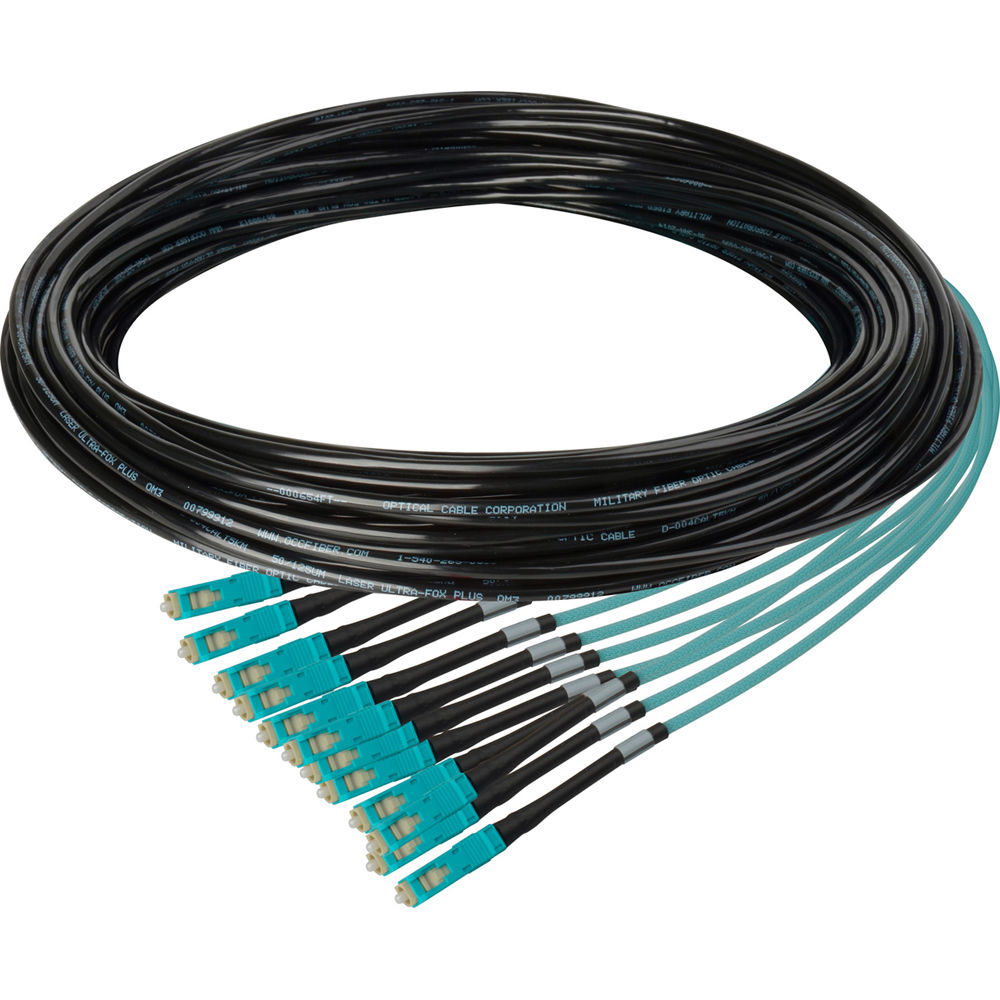 Camplex Cable de Fibra Óptica Táctico Multimodo OM3 12 Canales 150' con Conectores SC