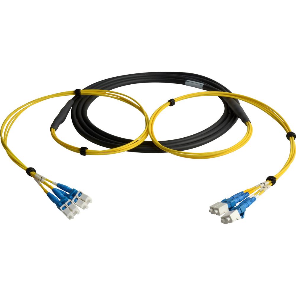 Camplex Cable de Fibra Óptica Táctico de Cuatro Canales LC Monomodo 25' - Resistente a I