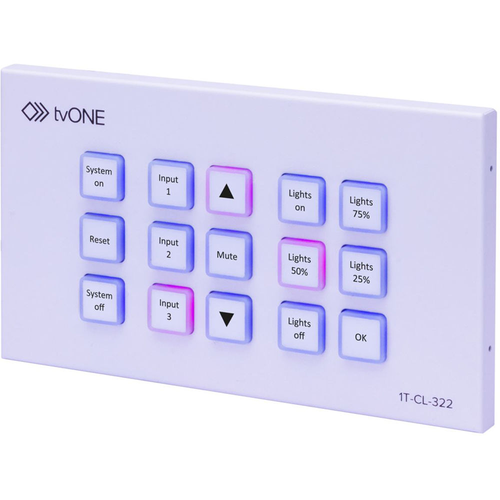 TV One Panel de Control de Pared Europeo - 15 Botones Programables, Soporta 128 Comandos y